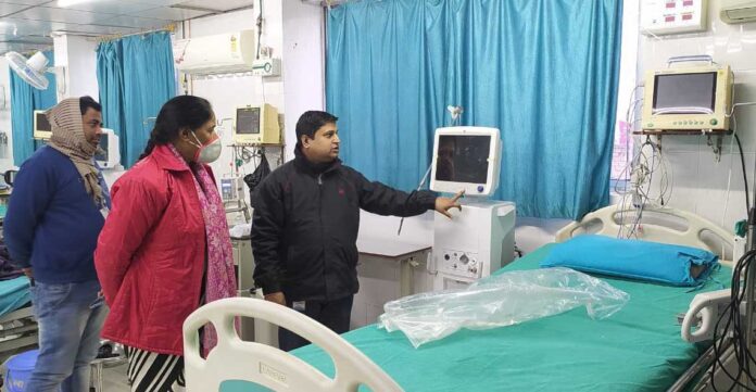 ActionAid Association team members reviewing preparedness for the third wave in a city hospital in Begusarai. ActionAid Assocoat As Third Wave of COVID-19 rolls out ActionAid Association prepares humanitarian response